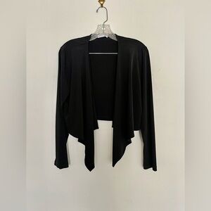 Calvin Klein, Black duster, elegant with draped front.